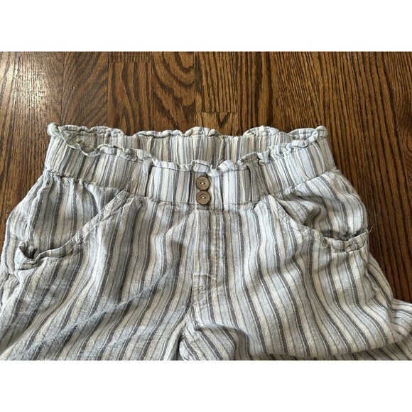 Rewind Wide Leg Stripe Blue White Stripe Linen Blend Elastic Waist Pants Size M - Picture 3 of 9